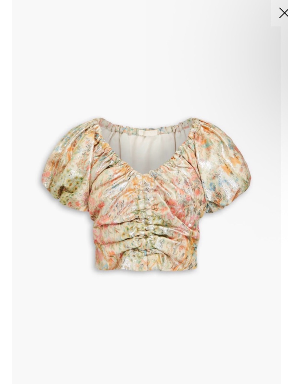 NWT Ulla Johnson Nerida cropped metallic floral-jacquard top - size 12
